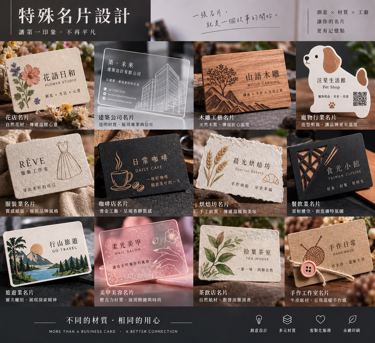 名片設計展示:不同材質與造型的特殊名片